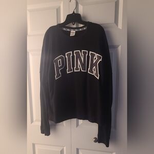 PINK Victoria's Secret Black Size Large Crewneck Logo Sweatshirt.